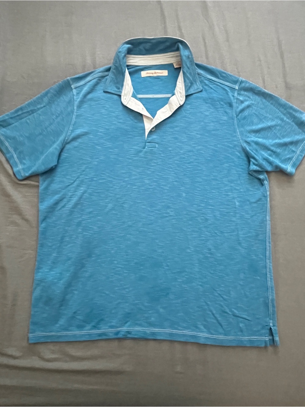 Tommy Bahama Blue Polo with White Contrast Placket